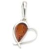 [R5541] - Серебряный кулон ручной работы "Любовь" янтарный коньяк (родий) - 15x15 мм