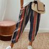 Striped Printed Haren Pants, Casual Elastic Waisted Loose Pants, Elastic Waist Pant, Daily, Women's Clothing