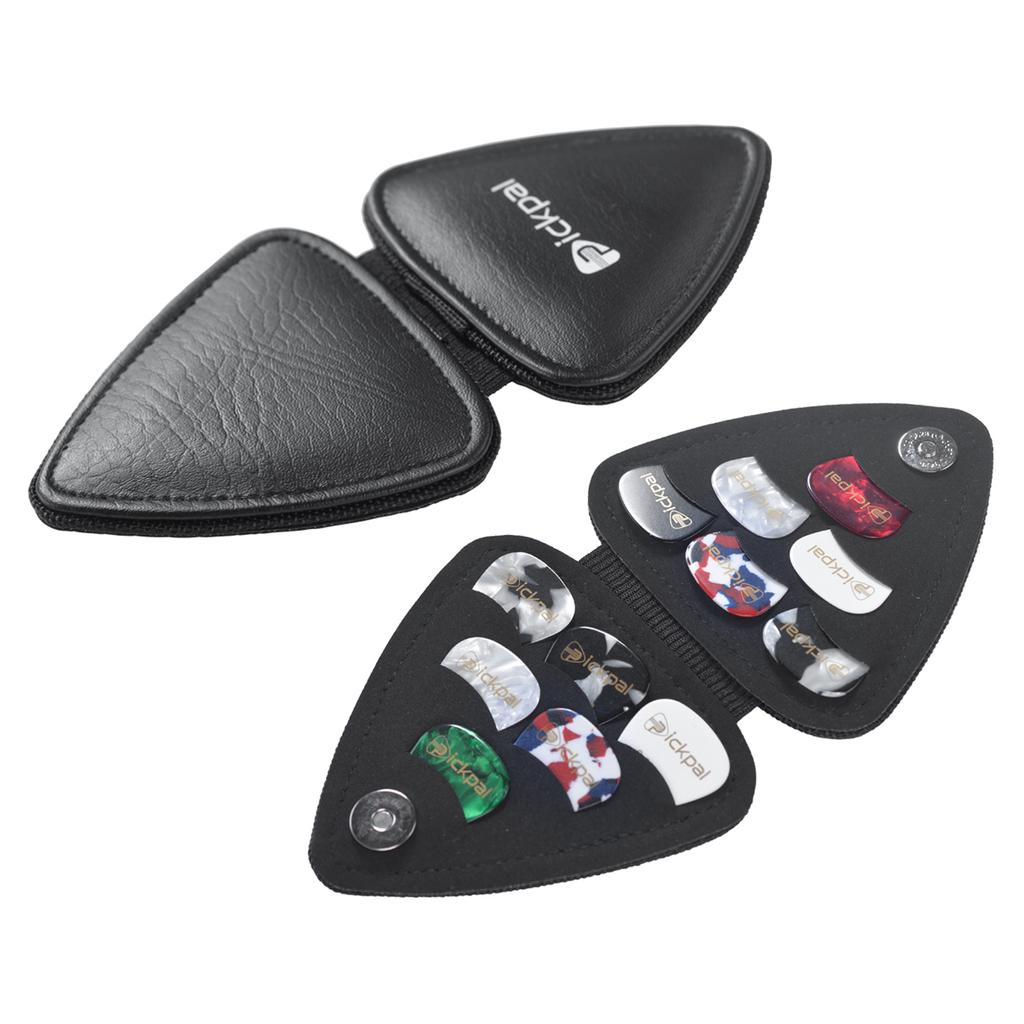 PICKPAL Guitar Picks Holder Case for Acoustic Electric Guitar Includes 12 PCS Guitar Picks Leather Guitar Plectrums