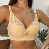 36-46 Plus Size Women Ultrathin Bra Underwire Push-Ups Lace Bras Brassiere Larger Breast Solid Color 3/4 Big Cup