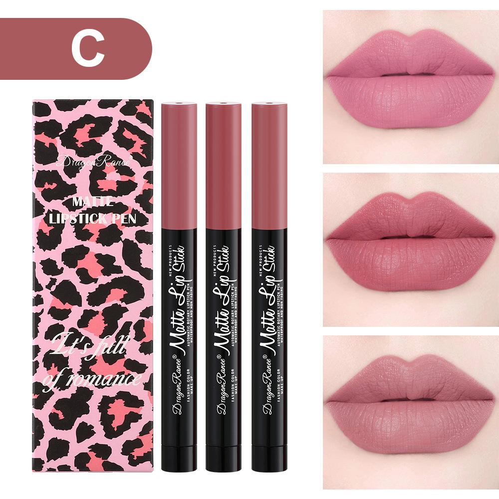 Automatic Rotation Red Pen Matte Fog Lip Balm Pen Is Not Easy To Decolor Three Sets of Box Makeup Strip Pen