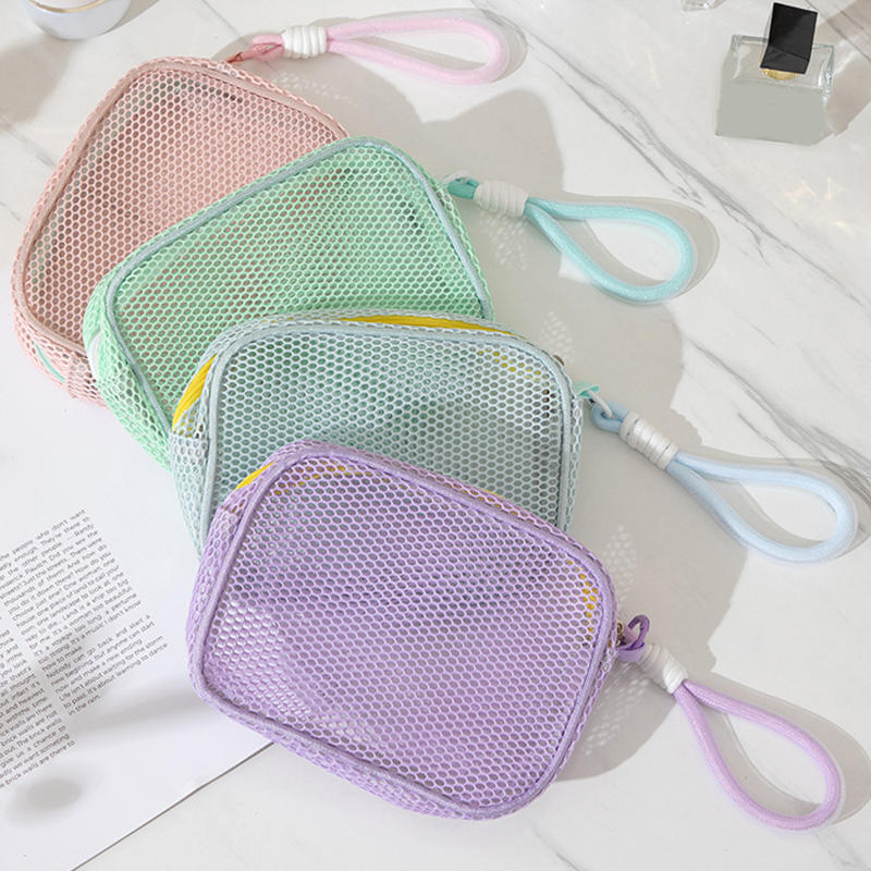 Dopamine Mesh Makeup Bag Women'S Large Capacity Portable Toiletry Bag Cosmetics Storage Bag Multifunctional Tote Bag