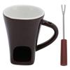 Chocolate Melting Cup Set Large Capacity Ceramic Fondue Mug Set with Fork for Date Night Birthday