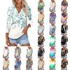 Women's Summer Fashion Casual Print V-Neck Three Quarter Sleeve Shirt Top