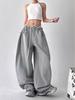 Women Harajuku Wide Leg Loose Sweatpants Y2K High Waist Casual Sport Pants Streetwear Gray Oversize Sportswear Female