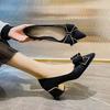Bow Thick Heel High Heels French Evening Shoes Fashion with Skirt Single Shoes 2025 Summer and Autumn New Temperament Versatile