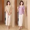 Mom's 2025 Summer Fashion: Loose Top & Wide-Leg Pants Two-Piece Set for Middle-Aged and Elderly Women.