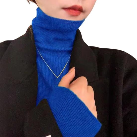 Sweater Turtleneck Long Sleeve Solid Color Bottom Tops High Elasticity