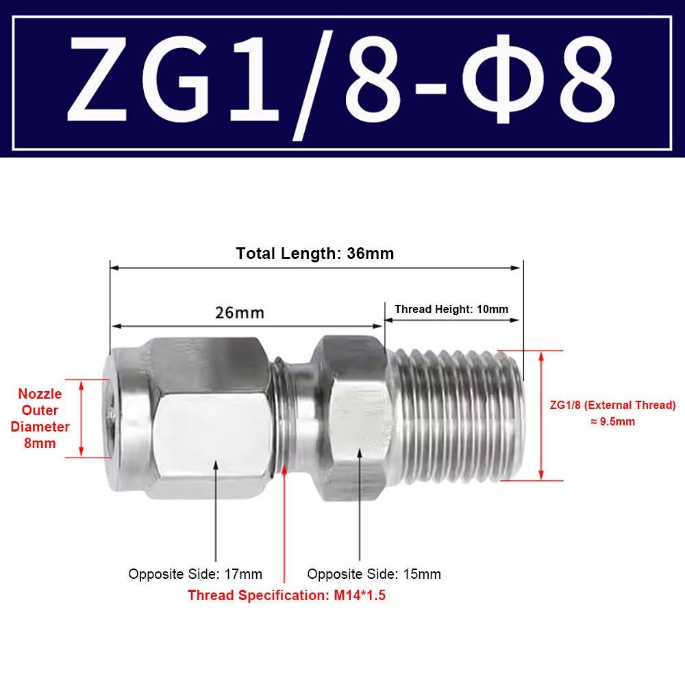 1Pcs Stainless Steel Quick Fitting 304 SS Metric ZG Pipe Fitting Tube Connector for Oil Water Gas