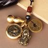 Pixiu Cinnabar Brass Keychain with Zodiac and Five Emperors Coins Pendant