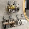 Shower Rack Suction Cup Transparent Bathroom Organiser Multi-functional Suction Cup Wall Mounted Shelf No Hole Drainage Shelf