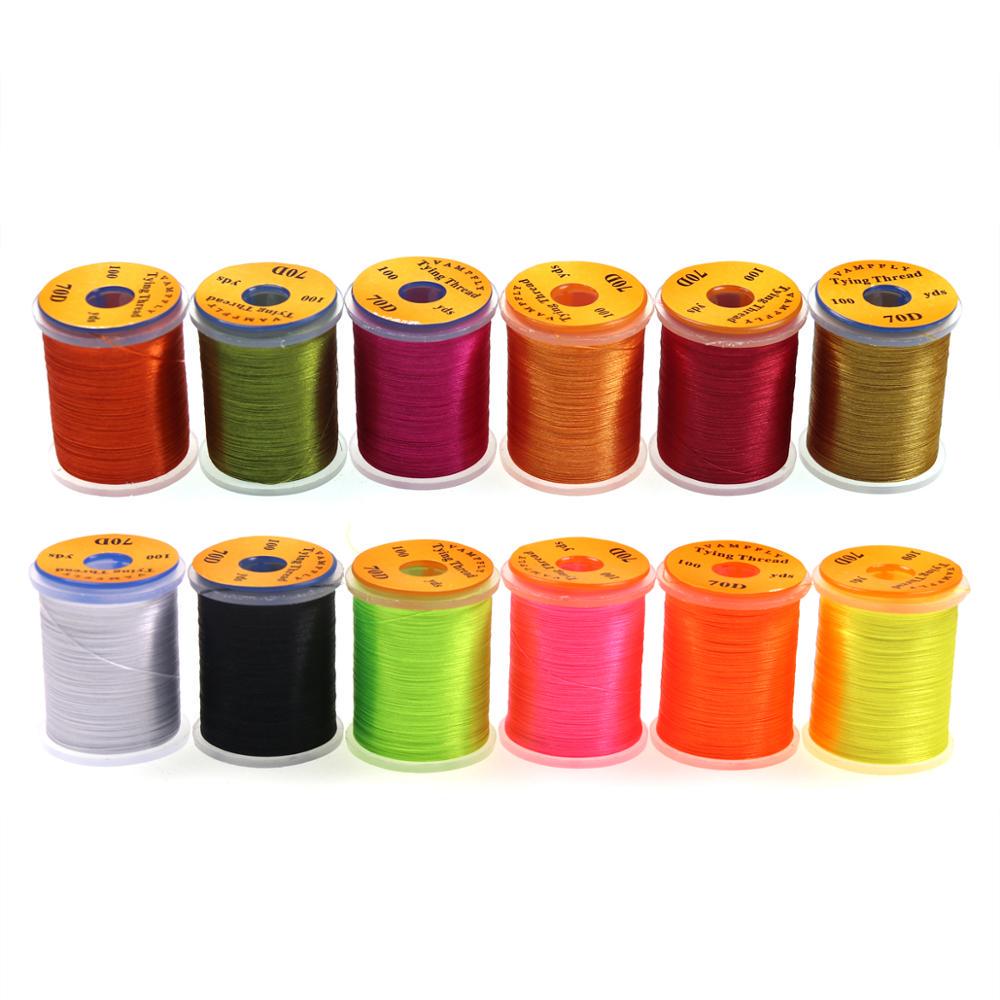 Bimoo 12pcs /set 70D Fly Tying Thread for Size 14~22 Midge Nymph Small Dry Flies Fly Fishing Lure Making Material 12 Mix Colors