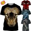 Summer Latest Fashion 3D Printing Snake Graphic T-Shirt Men's Street Style Cool Casual Round Neck Short Sleeve T-Shirt Top