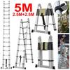 16.5FT(8.2ft+8.2ft)/5M Multi-Purpose Telescopic Aluminium Ladder,Extendable Folding Ladder, Non-Slip Steps, 150 Kg Load Capacity
