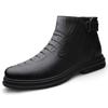 New Fashion Trends Mens Chelsea Boots Genuine Leather Ankle Boots Slip-on Man Business Shoes Cowhide Boots Fur Warm Winter Boots