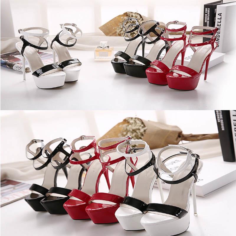 16CM Super High Heels Sandals Party Sexy Dress Shoes Women Thin Heels Platform