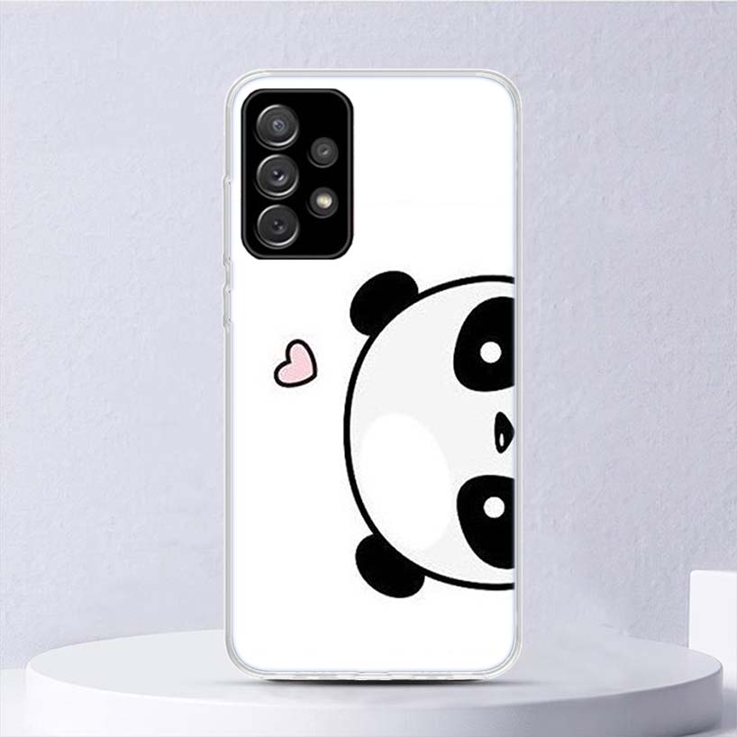 Cartoon Cute Panda Bear Soft Case For Samsung Galaxy A52 A53 A32 A22 A12 5G Phone Cover A33 A23 A13 A72 A73 A02S A03S A42 Coque