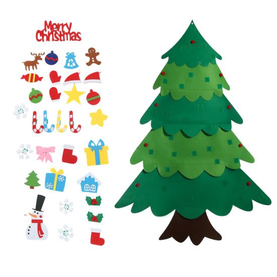DIY Felt Christmas Tree for Toddlers Wall Hanging Christmas Tree Kit Interactive Kids DIY Crafts for Holiday Party Supplies