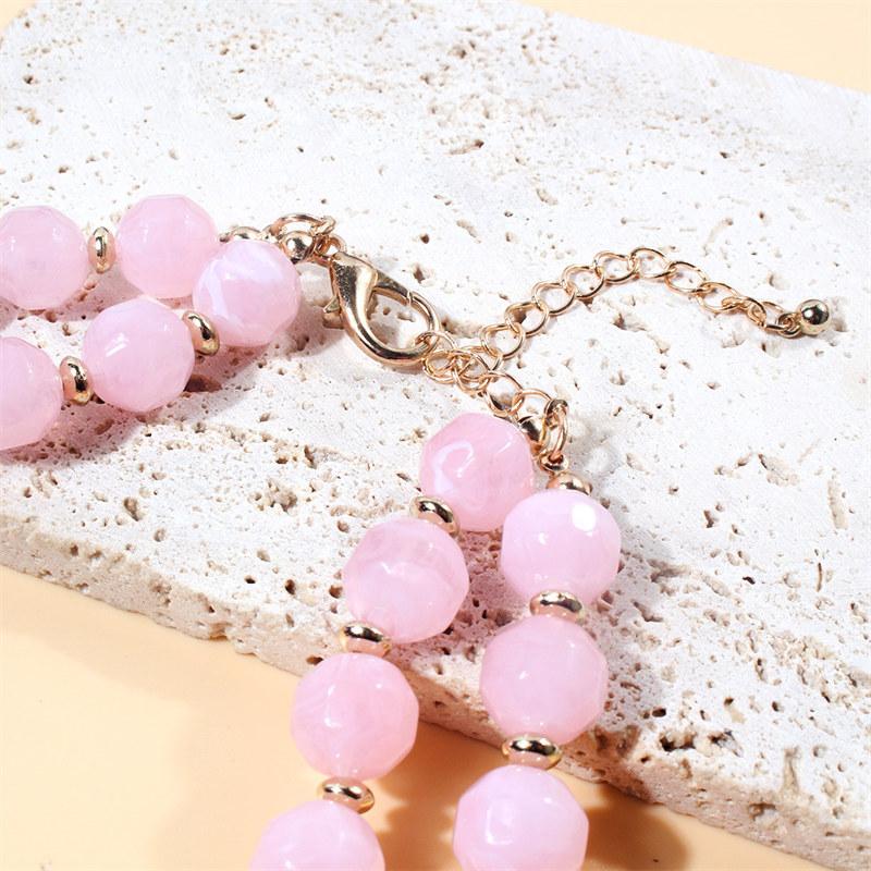 Bohemian Maxi Necklace for Women Double Layer Beads Chain Resin Gem Vintage Choker Jewellery Gifts GZW