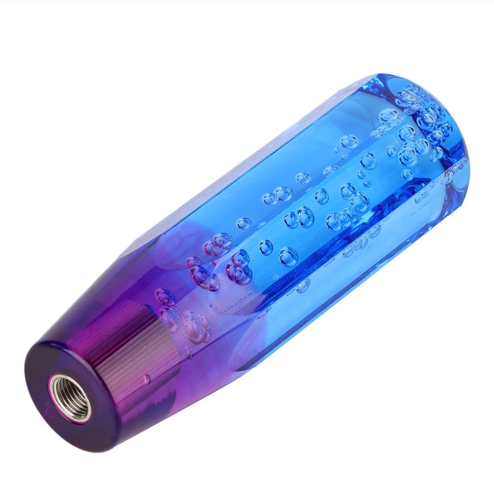 Universal Two Color Crystal Bubble Shift Knob Manual Gear Stick Lever Head with 8mm 10mm Threaded Fittings(Blue Purple )