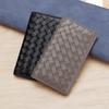 Unisex Sheepskin Leather Woven Card Holder - Customizable Logo, Soft Two-Fold Design for Credit Cards