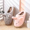 Fashion 2024 Women Warm Platform Slippers Cute Cartoon Rabbit Winter Shoes Anti-slip Soft Plush Couples Indoor Home Floor Cotton Slides