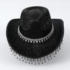 Heavy Diamond Cowboy Hats Tassels Crystal Hat for Disco House Cocktails Parties Vacation Sparkly Tassels for Comedian