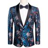 Mens Floral Tuxedo Dinner Jacket Regular Fit Shawl Lapel Paisley Prom Party Suit