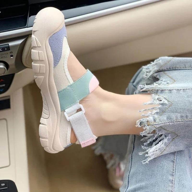Sandals for Women, 2025 Summer New Style, Ugly and Cute Velcro Sandals, Fashionable Thick Soled Shallow Mouth Casual Single Shoe