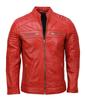 Motorcycle Biker Wear Men's Stylish Handmade Genuine Leather Red Jacket Lambskin