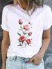 (Asian Size) Casual Short Sleeve T Tee Top Clothing Shirt Women Printed Lady Flower Floral Trend  Fashion Female Graphic T-shirts
