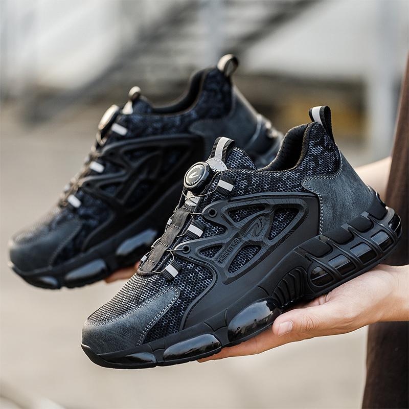 New Rotating Button Safety Boots Men Work Sneakers Anti-smash Indestructible Shoes Steel Toe Protective Boots Anti-puncture Work Safety Shoes