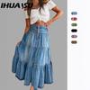 Bohemian A-line Layered Cake Denim Skirt