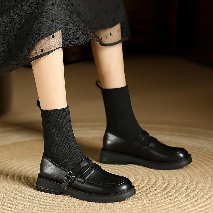 2024 New Fashion Autumn Socks and Ankle Boots Women's Fashion Knitted Stretch Short Boots Women's Flat Casual Thick Sole