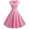 Pink Summer Dress Women V Neck Big Swing Vintage Dress Robe Femme Elegant Retro Pin Up Party Office Midi Dresses Plus Size