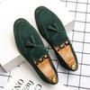 Soft Loafers Black Flat Men's Leather Shoes with Tassels Suede Male Casual Shoe Moccasin Pointed Toe Common Low Price Adults Pu