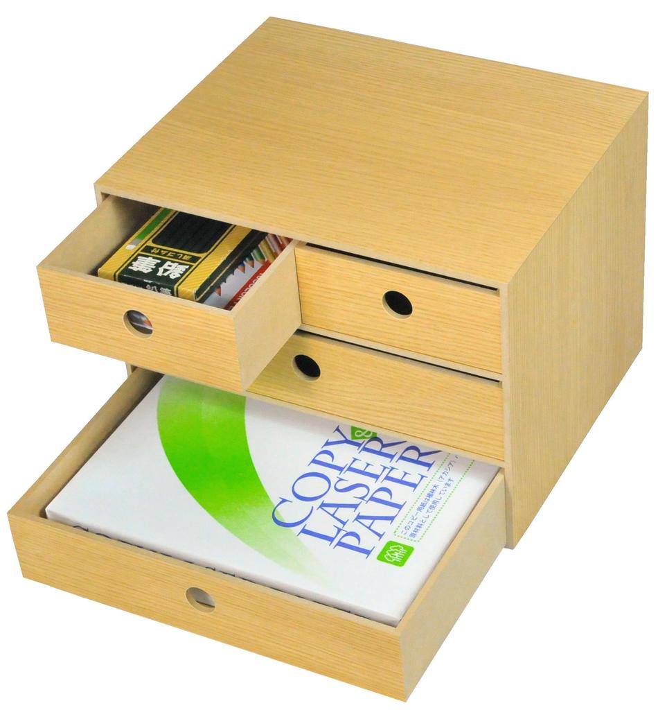 NEEDS Light Brown Desk Storage Unit with 3 Drawers and a Small Stationery Tray "konone" (KN-20LB)