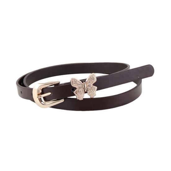 Imitation Leather Women Belt Butterflies Buckle Adjustable Length Waist Band Dress Shirt Tops Versatile Belt