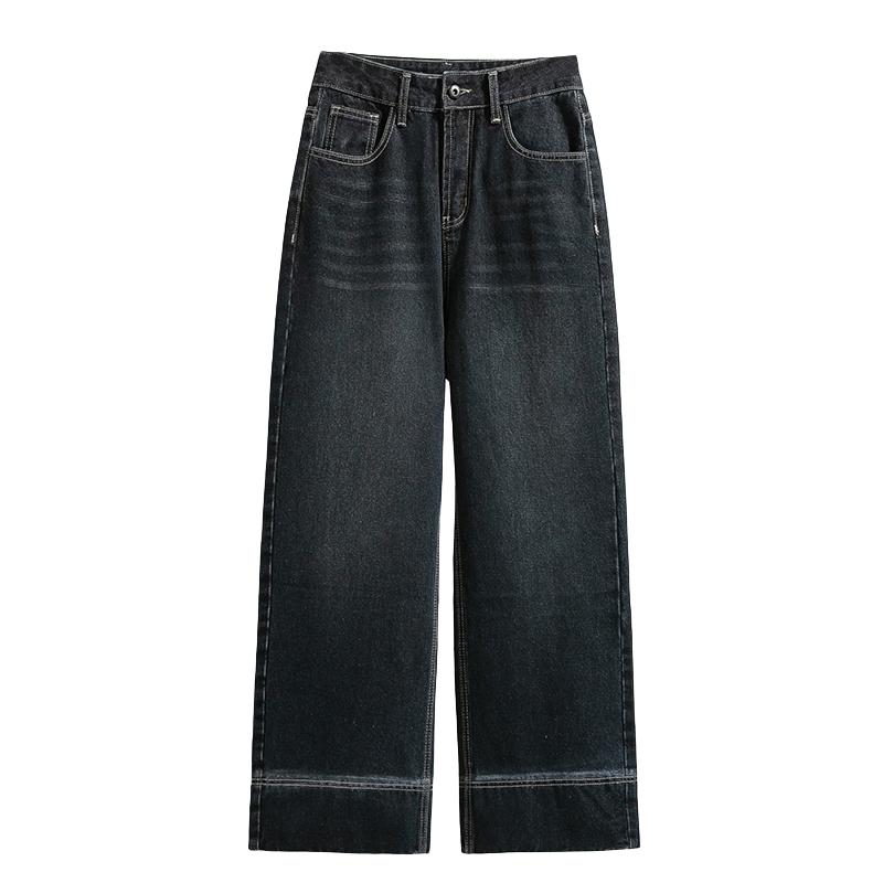 Dimanaf 2025 Plus Size Women Spring Jeans Long Harem Pants Casual High Waist Elastic Basic Trousers Blue