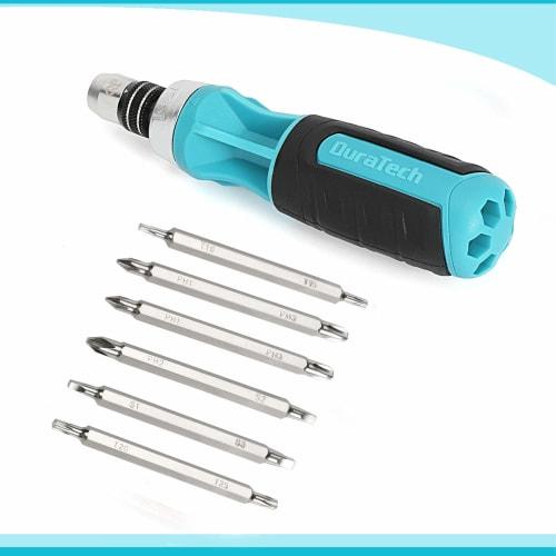 DURATECH Screwdriver Replacement Screwdriver Driver Set 12-IN-1 Quick Release Ball Grip Plus Minus Torx Square Ratchet Driver Bit 6 Pieces Furniture A