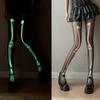 Halloween Skeleton Women Pantyhose Ghost Leg Print Contrast Color Glow At Night Luminous Thin Mesh Terrifying Anti-slip Cosplay Performance