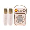 Mini Karaoke Machine Wireless Microphone and Speaker Set with 2 Microphone Rechargeable LED Color