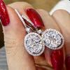 Huitan Luxury AAA Big Oval Crystal Zircon Female Drop Earring 2 Colors Full Paved CZ Stone Elegant Trendy Women Earrings Jewelry