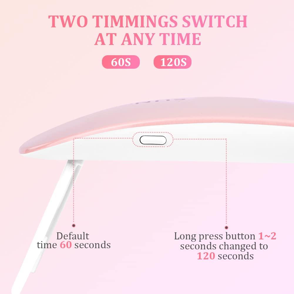 1pc UV LED Nail Lamp Mini 6W Nail Dryer Gel Polish Light Professional Quick Dry Curing Lamp for All Gel Nail Polish