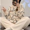 Autumn Winter Cute Printing Pajamas for Girls Warm Round Neck Long Sleeve 2 Piece Outfit Set Women Plus Home Clothes for Women