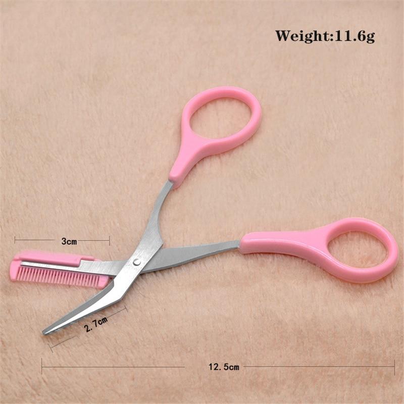 3 Color Eyebrow Trimmer Scissor with Eyelash Comb Hair Scissors Stainless Steel Eyebrow Shaver Razor Grooming Makeup Accessories