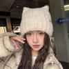 Wool Cat Ears Hat Windproof Women Beanie Hats Lovely Knitted Pullover Hat  Autumn Winter