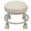 Low Stool with Caster Wheels PU Leather Round Rolling Pulley Stool Seat for Garage Home Office Shop