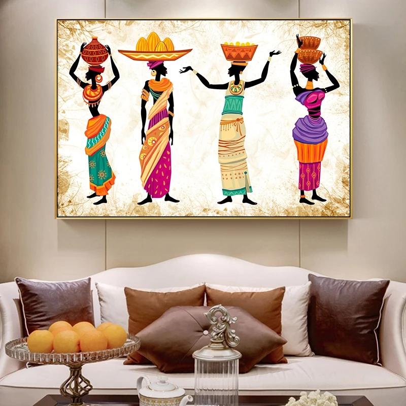 Abstract Black African Woman Paintings Canvas Cuadros Tribe Posters and Prints Wall Art for Living Room Home Decor Cuadros