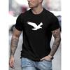 Men's Summer Loose Size 100% Cotton Eagle Pattern Printed Round Neck Short Sleeve Breathable Casual Fashion T-Shirt T-shirt Top